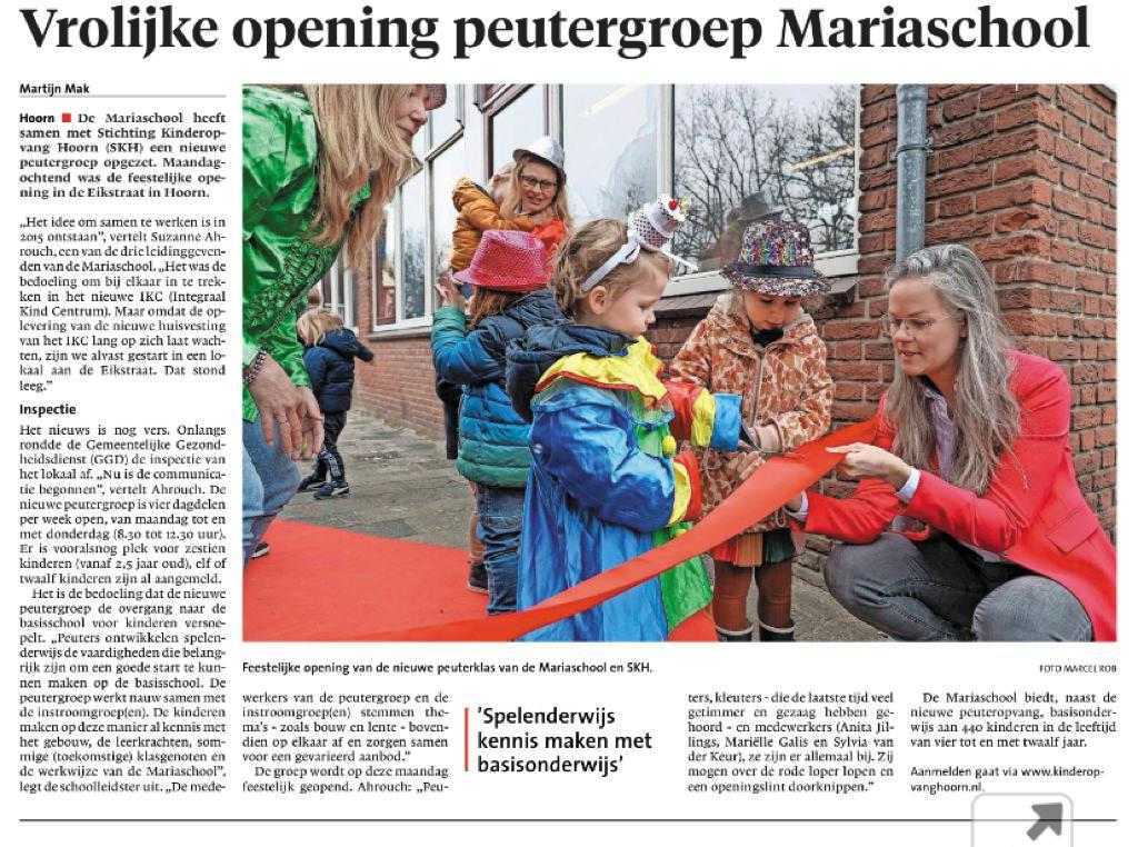 Vrolijke opening peutergroep Mariaschool